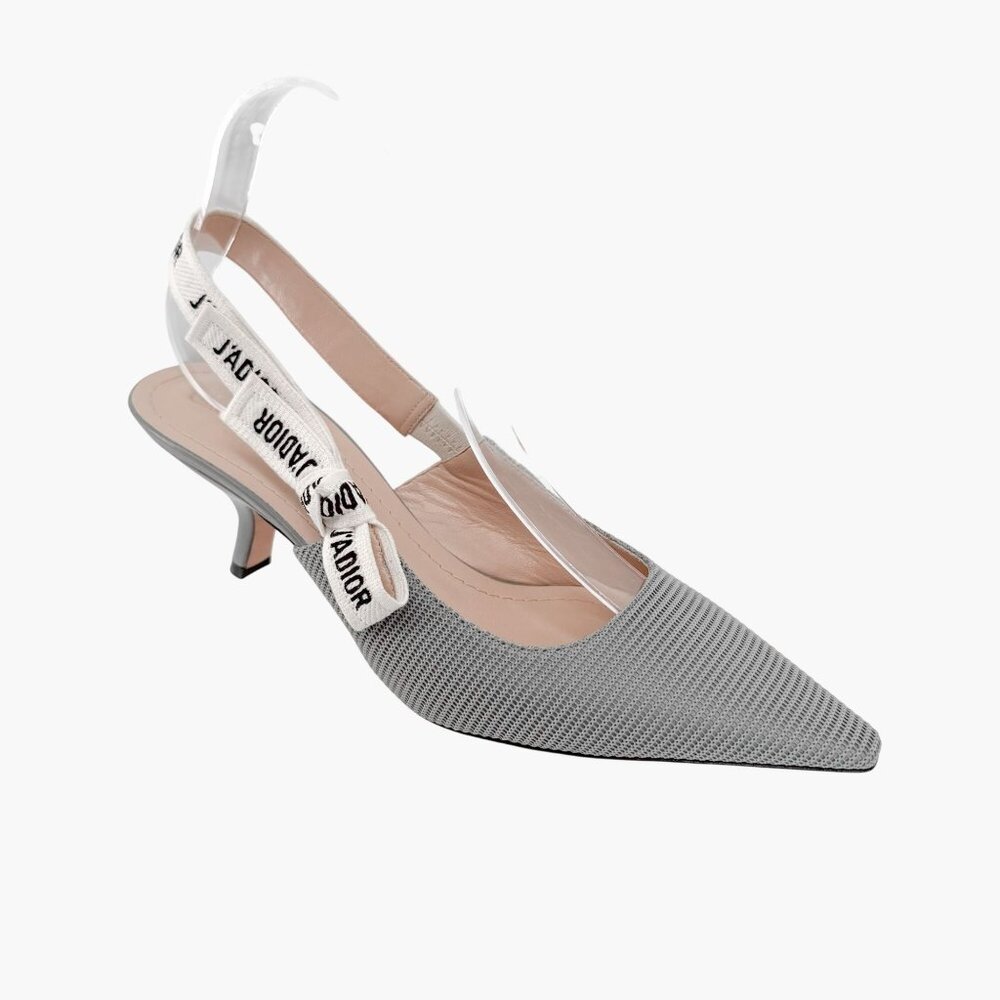 Christian Dior J’Adior Gray Slingback Pumps Size 39.5 US 9.5 Technical Mesh Heel - Picture 8 of 14